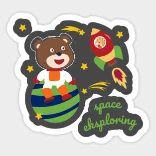 Space bear or astronaut in a space suit with cartoon style Sticker